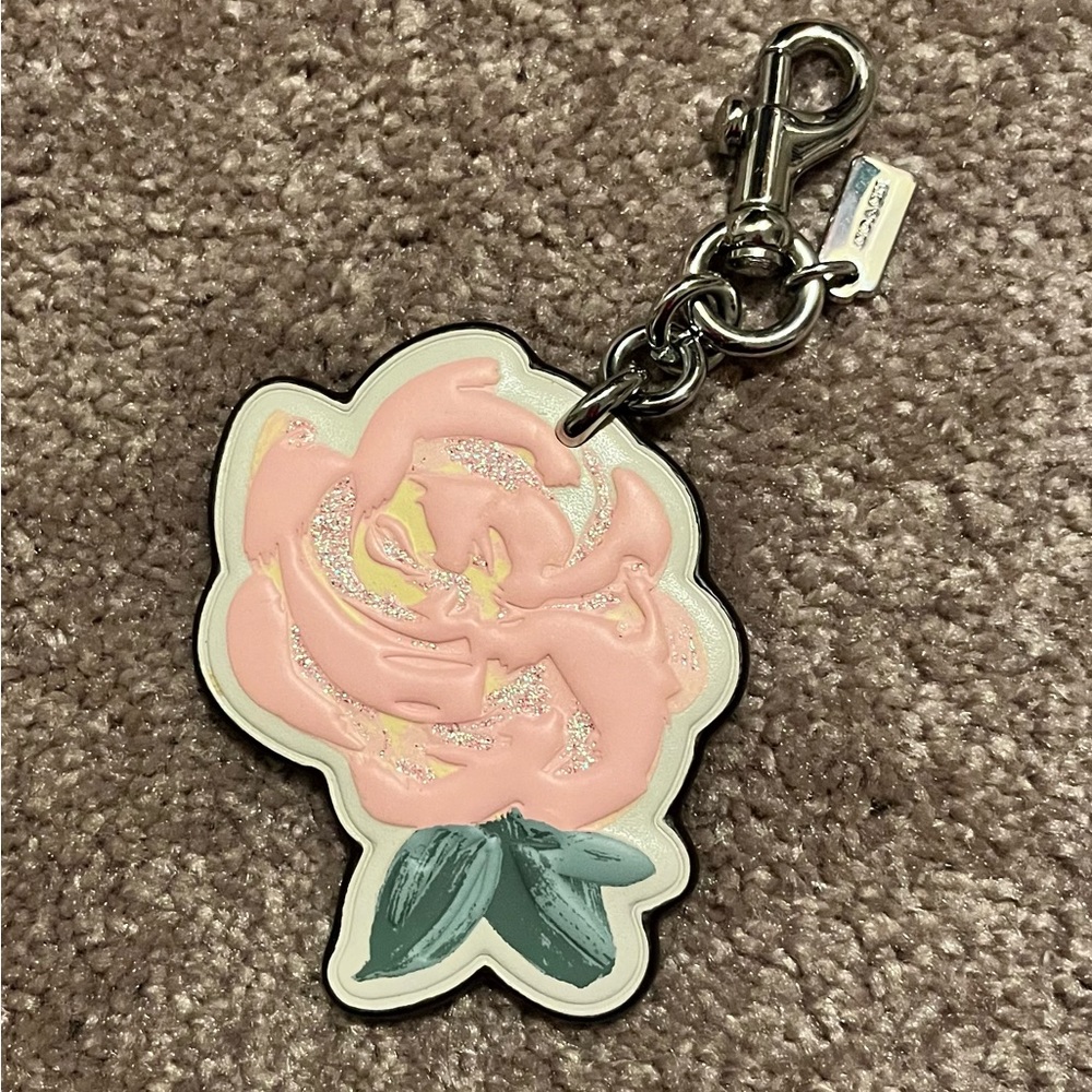COACH PINK FLORAL CHARM